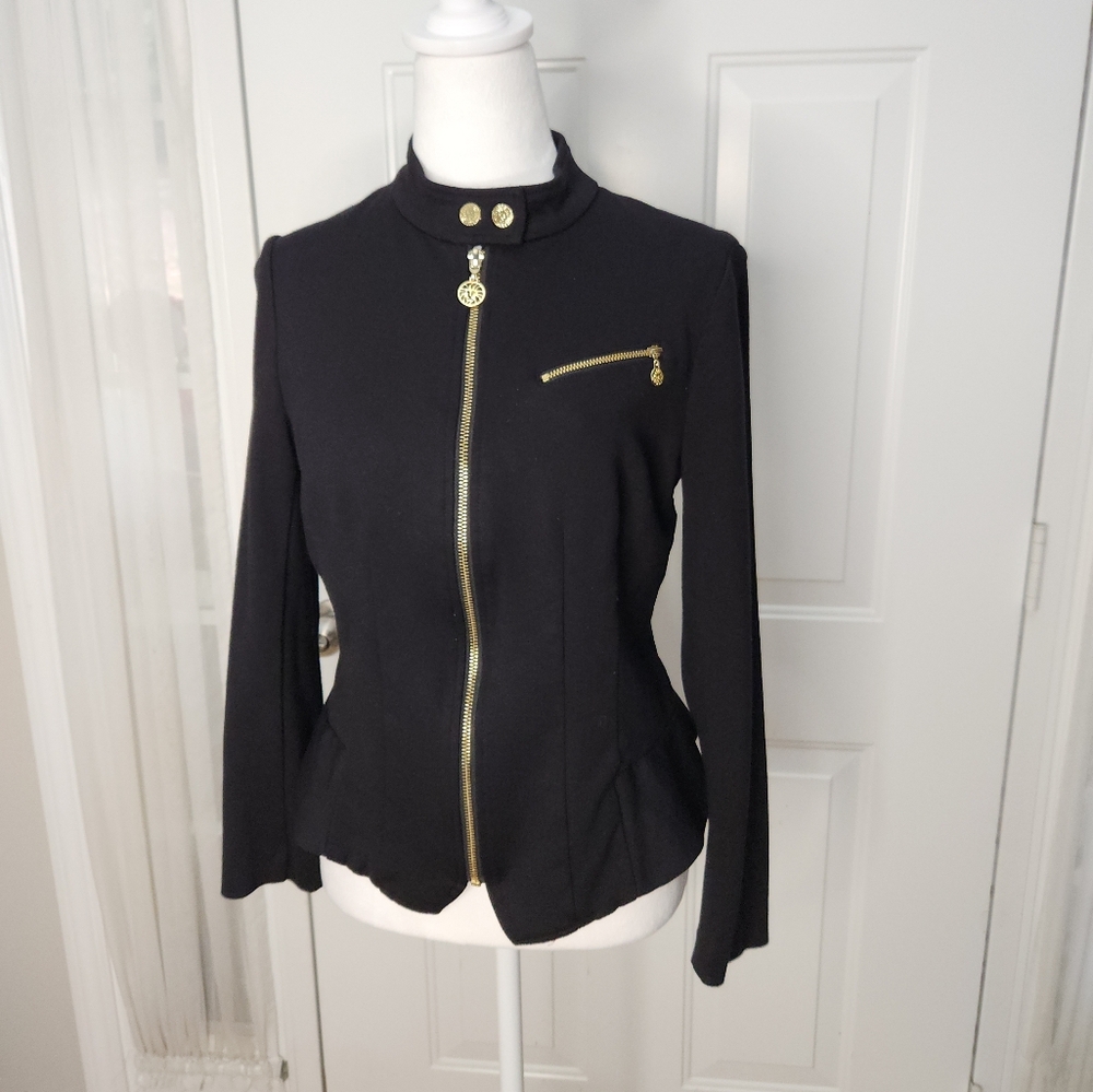 Anne Klein Black Full Zip Dressy Jacket ‎ Size XS